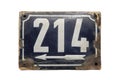 Weathered enameled plate number 214