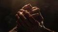 Clasped Hands in Solemn Prayer. AI generated Royalty Free Stock Photo