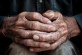 Weathered Hands old man. Generate Ai Royalty Free Stock Photo