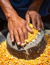 Traditional Corn Grinding on a Stone Mill Royalty Free Stock Photo