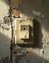Weathered Light Switch on a Peeling Wall Royalty Free Stock Photo