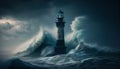 The Weathered Lighthouse at the Edge of the Storm, Made with Generative AI