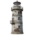 Weathered Lighthouse Tower with Balcony and Windows Royalty Free Stock Photo
