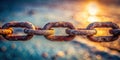 A weathered metallic chain links together, showcasing the strength and endurance of interconnectedness against a blurred backdrop Royalty Free Stock Photo