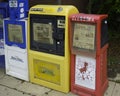 Weathered News Stands on main street of Julian California