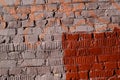 Weathered old brick wall painted brown paint. Abstract background Royalty Free Stock Photo