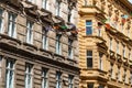 Weathered , old building facade before and after renovation, Berlin