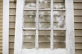 Weathered Old White Cracked Wooden Door Glass Windows Royalty Free Stock Photo