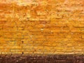 Weathered orange brick wall as background
