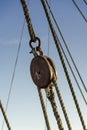 Weathered pulley and ropes
