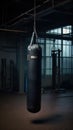 Weathered Punching Bag in a Moody Gym Interior