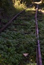 Weathered railway tracks leading into nowhere Royalty Free Stock Photo