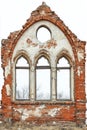Weathered Red Brick Ruins with Gothic Window Royalty Free Stock Photo