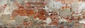 Weathered Red Brick Wall With Peeling Paint background texture. Generative AI Royalty Free Stock Photo