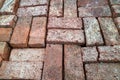 Weathered Red Bricks in Herringbone Pattern Royalty Free Stock Photo