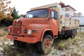 Weathered red retro rusty truck. Royalty Free Stock Photo