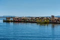 Weathered reed boats along the coast of Lake Titicaca in Puno, P