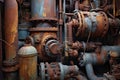 weathered, rust-covered industrial machinery parts