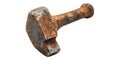 Weathered rusty hammer with hexagonal head isolated on transparent background