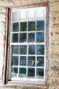 Weathered sash window still in use 121 years after being installed Royalty Free Stock Photo