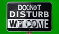 Ironic Sign with Contradictory Welcome Message Royalty Free Stock Photo