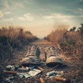 Discarded Shoes Amidst Nature's Path Royalty Free Stock Photo