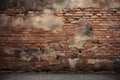 Weathered stained old brick wall background, backdrop