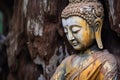 weathered statue of buddha in meditative pose Royalty Free Stock Photo