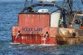 Weathered stern of commercial fishing boat Ocean Lady