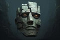 Weathered Stone head giant. Generate Ai