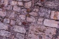 Weathered stone texture hard dark red terracotta masonry base Royalty Free Stock Photo