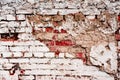 Weathered texture of stained old dark white and orange brick wall background Royalty Free Stock Photo