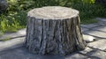 Weathered Tree Stump Garden Decor Element Royalty Free Stock Photo