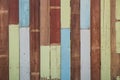 Weathered and Various colours Wooden Wall in the Outdoor Garden Royalty Free Stock Photo