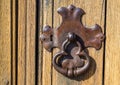 Weathered vintage metal lock plate and door knocker Royalty Free Stock Photo