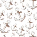 Weathered whitewash wood boat anchor background that is repeat