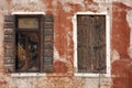 Weathered windows, Venice Royalty Free Stock Photo