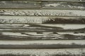 Weathered wood grain peeling white paint Royalty Free Stock Photo