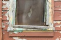 Weathered Wood Panel Wall and Window With Peeling Paint Textured Background Royalty Free Stock Photo