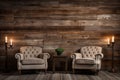 Weathered wood wall in a rustic lodge setting