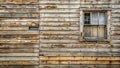 A weathered wood wall texture featuring a small window and a ventilation opening, showcasing the rustic charm of aged wood siding Royalty Free Stock Photo