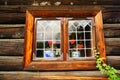 Weathered wood window planks, Norway Royalty Free Stock Photo