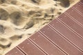 Weathered wooden boardwalk on sand dune Royalty Free Stock Photo