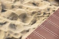 Weathered wooden boardwalk on sand dune Royalty Free Stock Photo