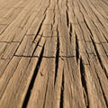 Weathered wooden surface with deep irregular cracks forming a pattern Royalty Free Stock Photo