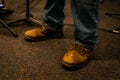 Weathered Work Boots Made of Leather Royalty Free Stock Photo