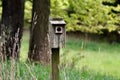 Weathered worn bluebird house along the farmer\'s field Sugar Run Pennsylvania Royalty Free Stock Photo