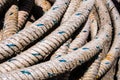 Weathered worn fishing ropes Royalty Free Stock Photo