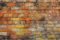 Weathered yellow and red brick wall, seamless pattern texture background. Royalty Free Stock Photo