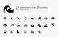 22 Weathers and Disasters Pixel Perfect Icons Royalty Free Stock Photo